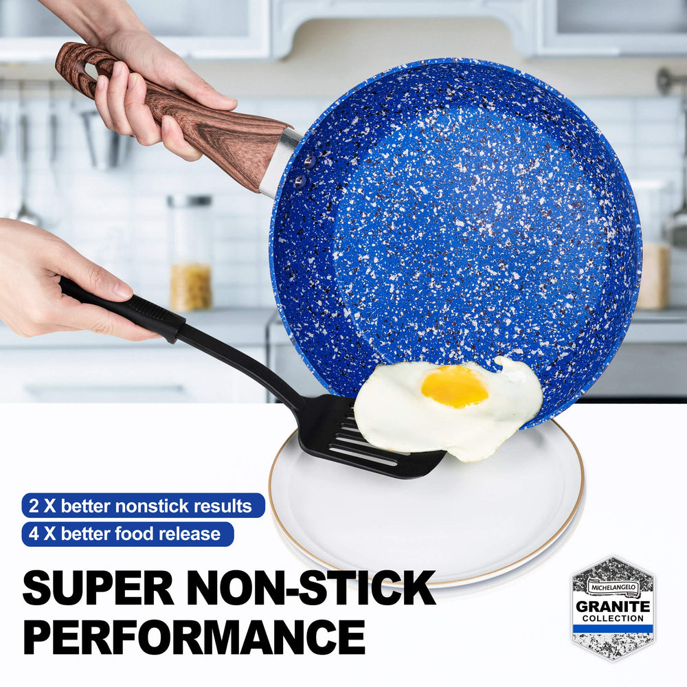 Frying Pan Set, 9.5 & 11 Nonstick Frying Pans with Stone-Derived Coating, Nonstick Pans Set, Stone Skillets Nonstick, Stone Pans, Stone Frying Pans, Induction Compatible, 9.5 & 11