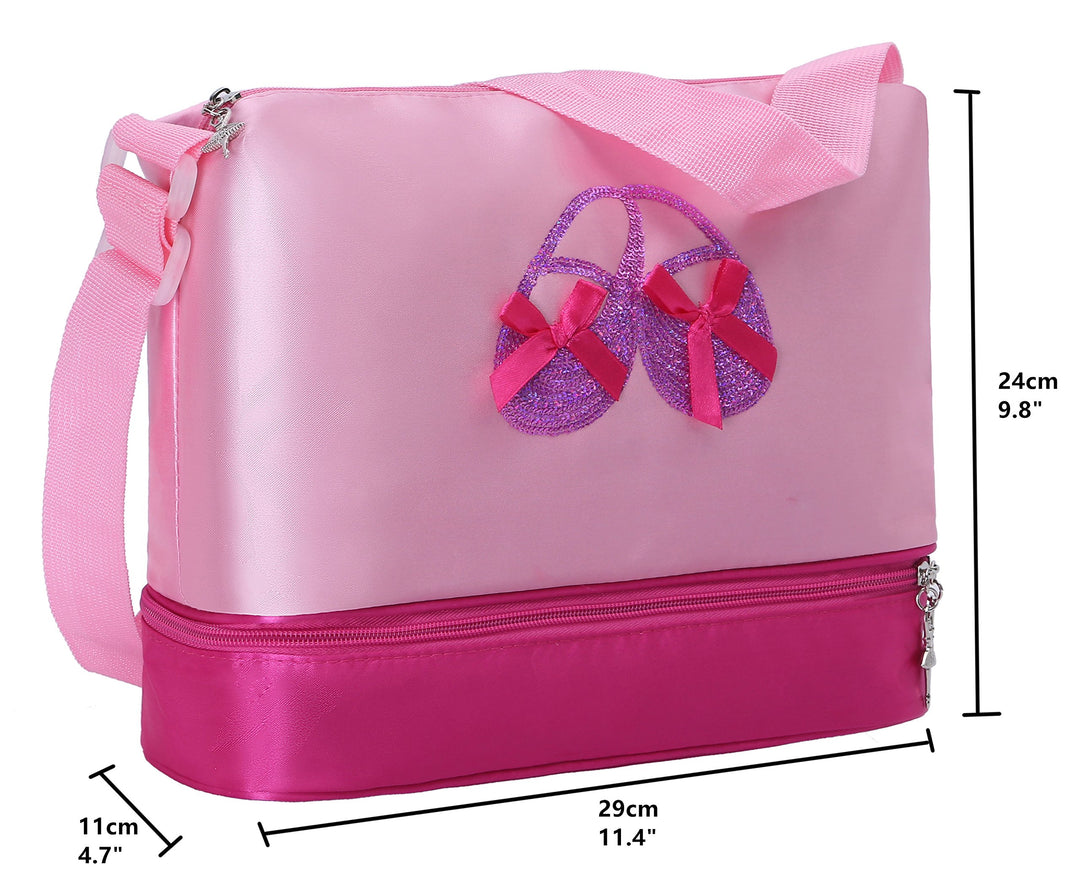 Girls Professional Dance Ballet Shoe Toe Bags with Double-deck Space and Adjustable Straps(bag)