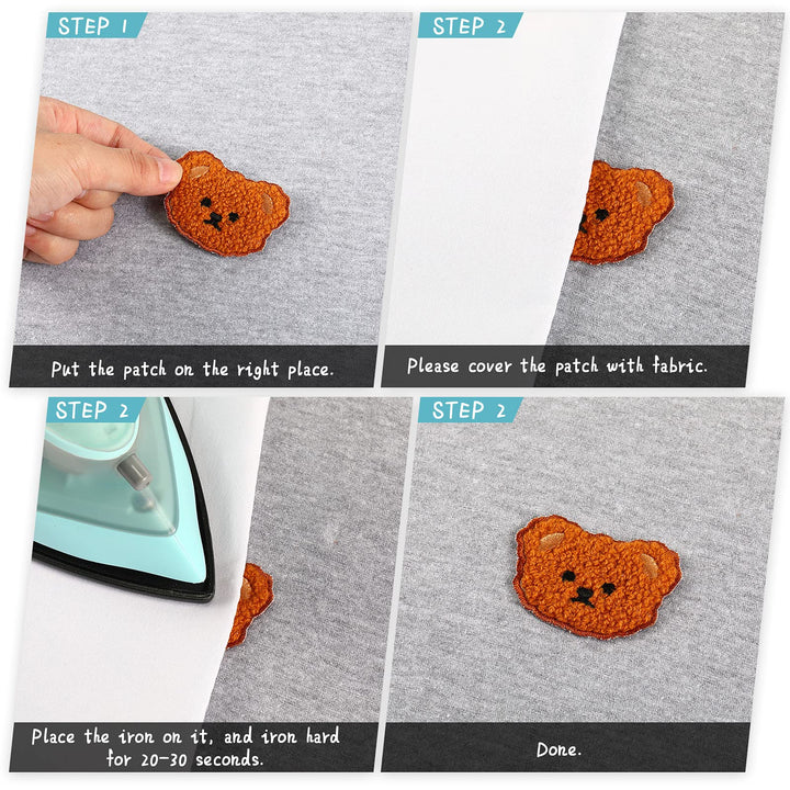 24 Pieces Bear Embroidery Patches Cartoon Bear Iron On 