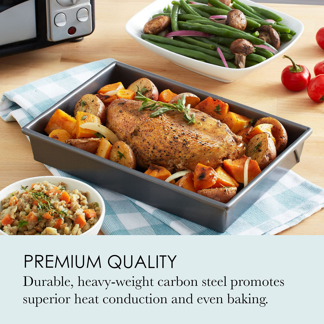 26639 Petite Roast Pan with Rack, Grey, 10-Inch-by-7-Inch, Gray