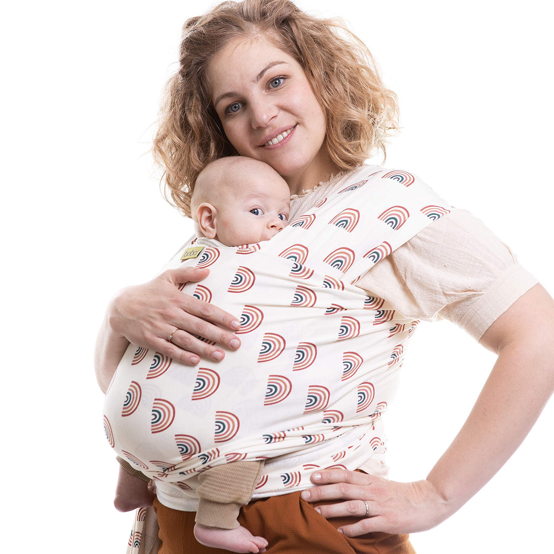 Boba Baby Wrap Carrier - Original Baby Carrier Wrap Sling for Newborns - Baby Wearing Essentials - Newborn Wrap Swaddle Holder, Newborn to Toddler Infant Sling (Serenity Rainbows)