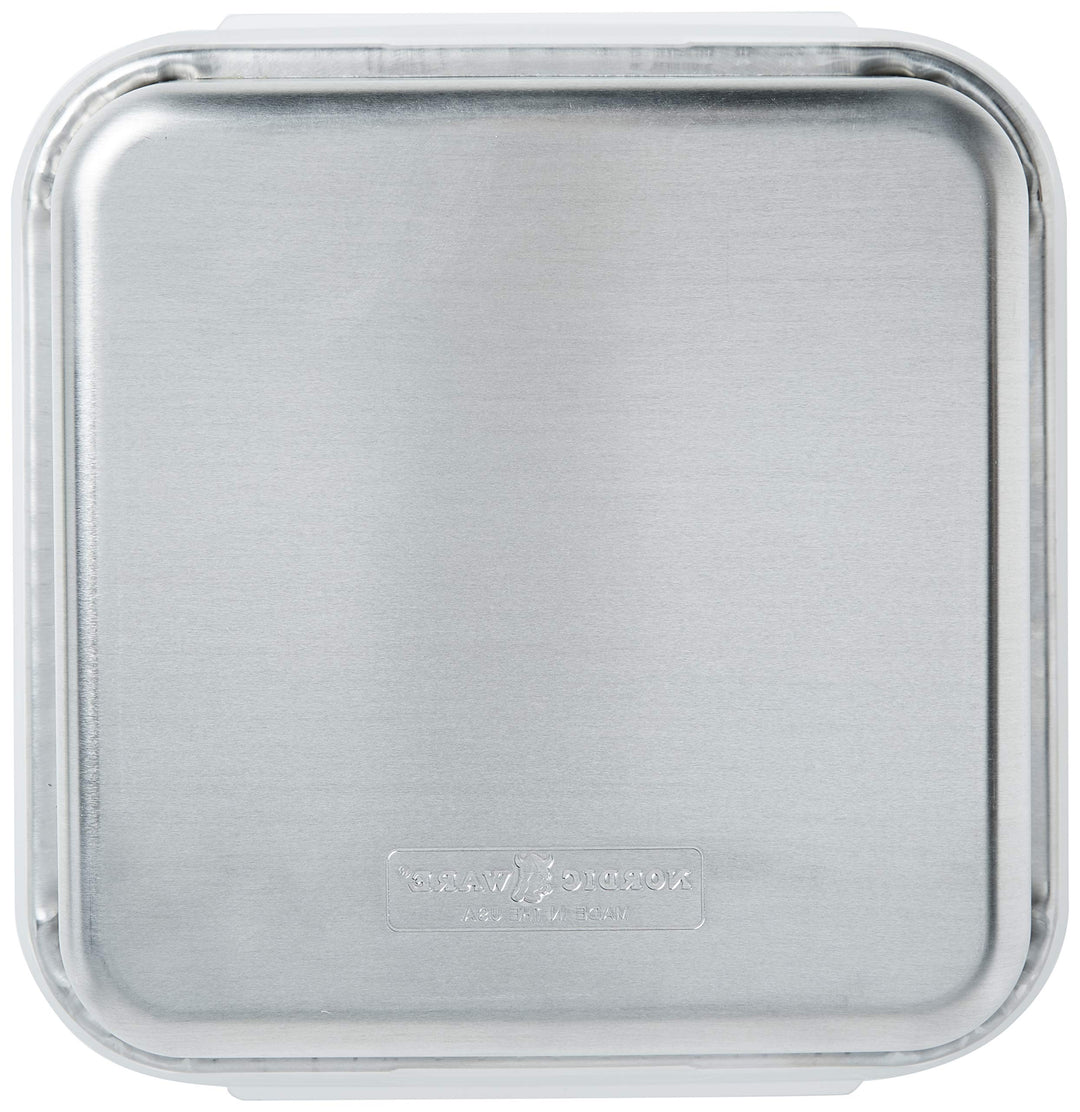 Natural Aluminum Commercial Square Cake Pan with Lid, Exterior 9.88 x 9.88 Inches