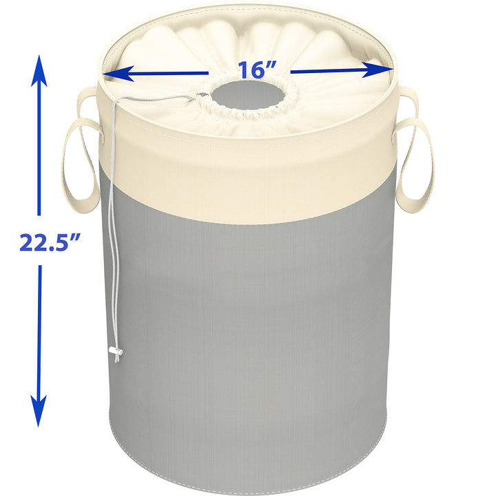 Round Terylene Cotton Collapsible Laundry Hamper Basket, Grey