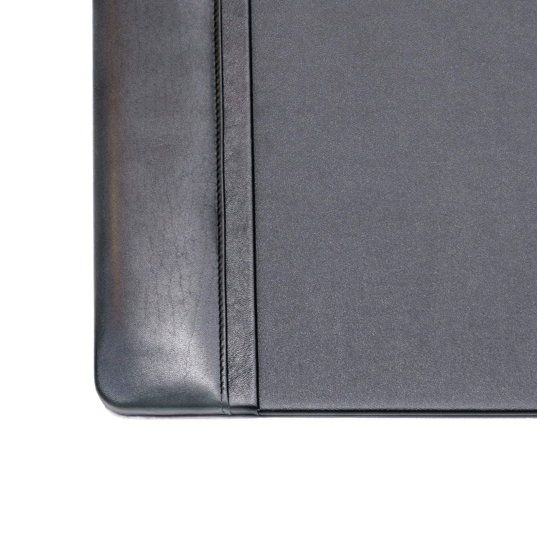 Black Leather Desk Pad with Side Rails, 25.5-Inch by 17.25-Inch