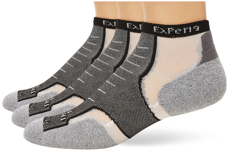 Experia Thin Padded Ankle Sock, 3Pack Black L