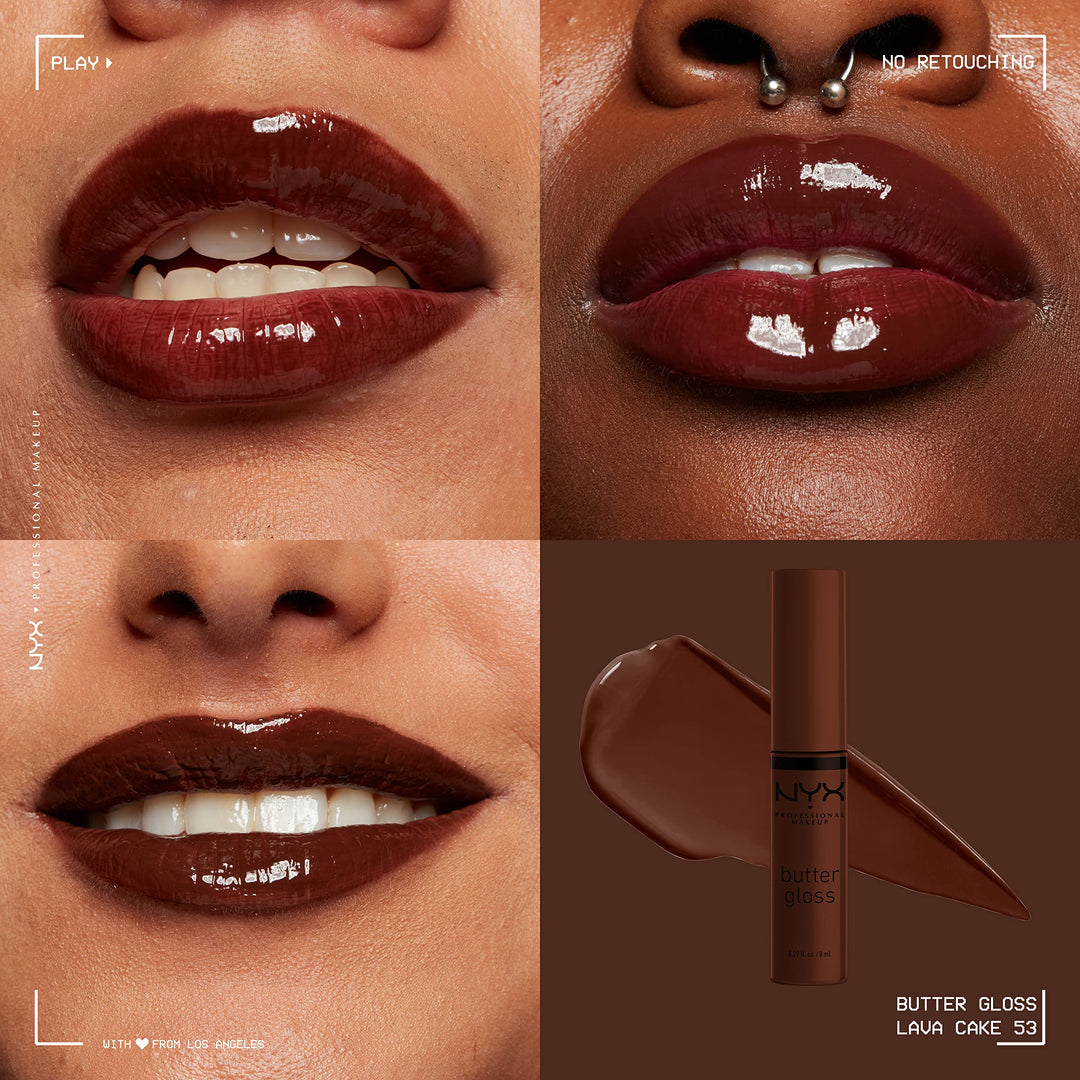 Butter Gloss Brown Sugar, Non-Sticky Lip Gloss - Lava Cake (Rich Brown)