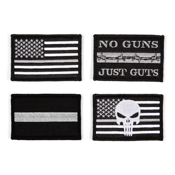 Thin Grey-Gray Line American Flag Patch 4-Pack, Correctional Officer, 2x3 inch, Hook and Loop Fastener/Backing, Tactical Accessory for Clothing-Jackets-Hats-Backpacks