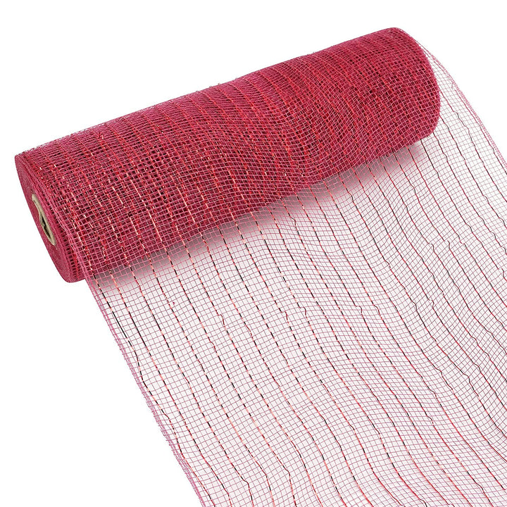 Wine Red Christmas Mesh Ribbon for Tree Mesh Wreath Ribbon Mesh Rolls 10 inch,Wine red &amp; Red Metallic for Wreaths Swags Bows Crafts Home Party Decoration ( 30 feet )