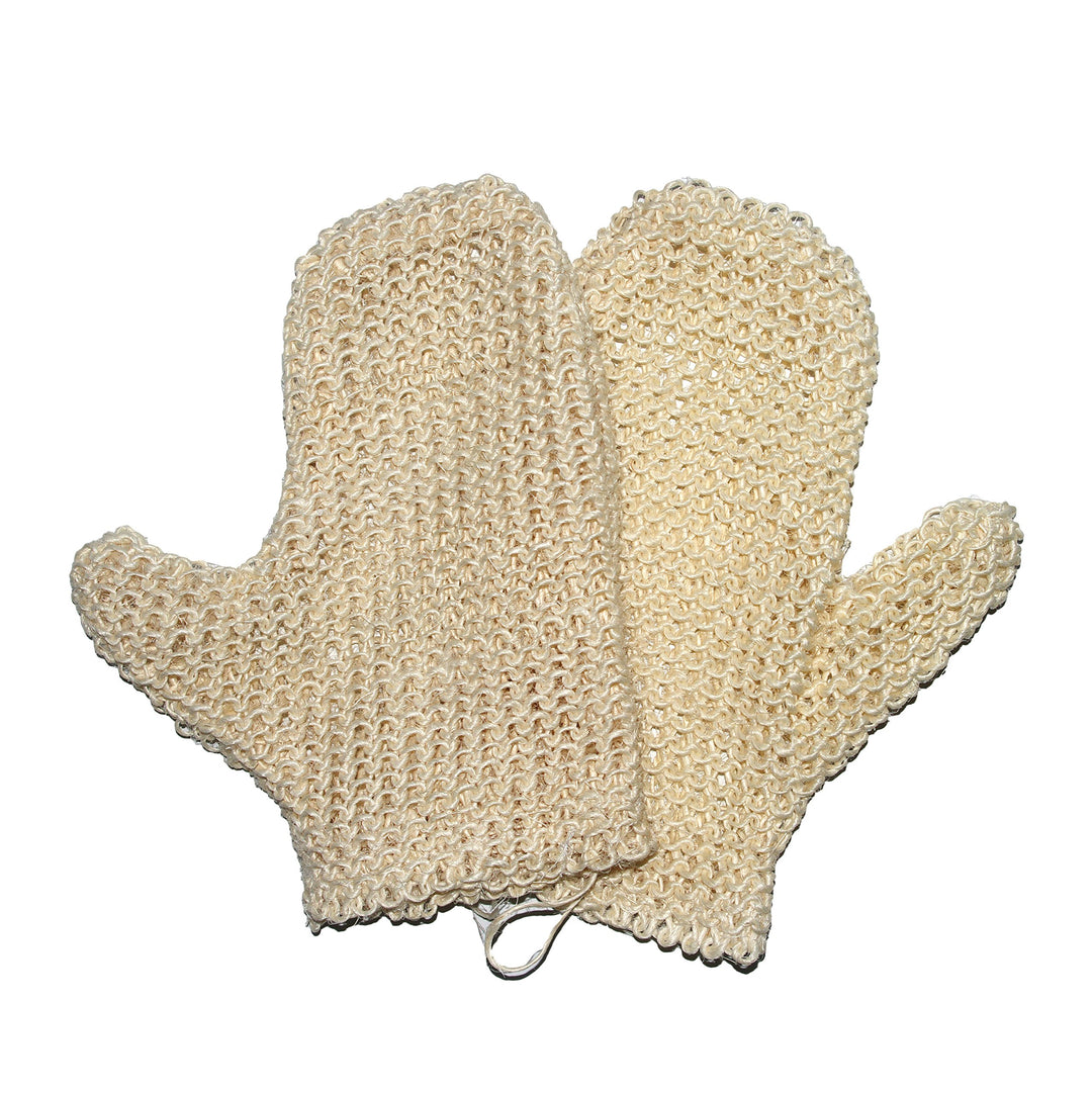 Classic Natural Sisal Bath Spa Shower Scrubber Sponge Fiber Glove Mitt Soften Smooth Renew Skin Anti-aging Eco-Friendly Pack of 2