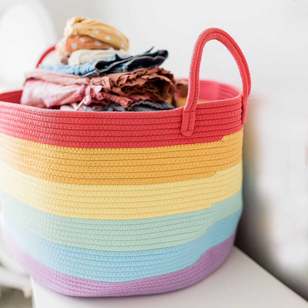 OrganiHaus Large Blanket Basket for Living Room 20x13, 