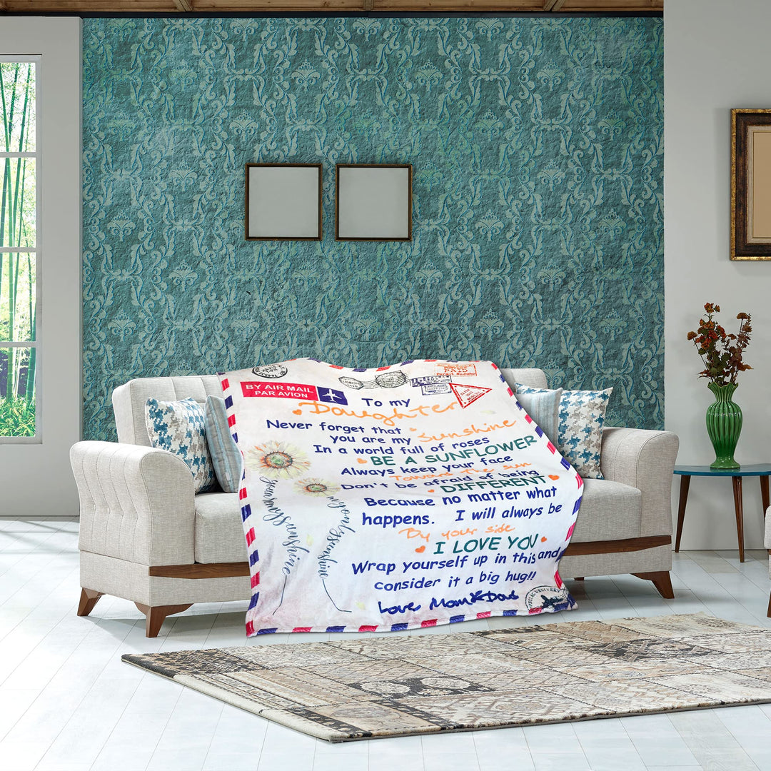 Soft Blanket Gifts for Daughter, Warm Plush Sherpa Blanket for Her Romantic Birthday Gifts for Daughter from Mom Personalized Gifts to My Daughter from Mom and Dad 80x60 Inches, White