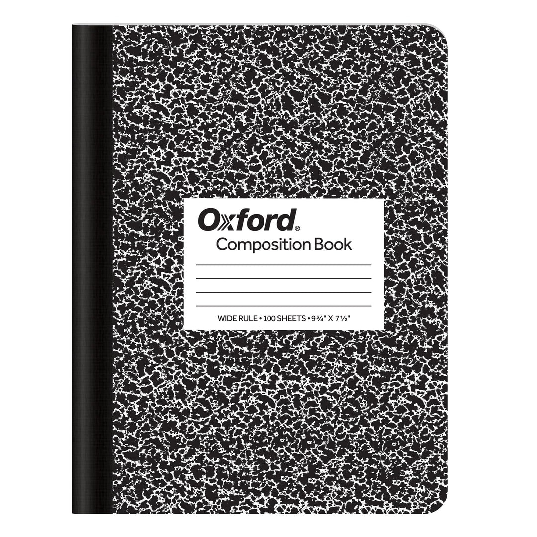 Marble Composition Book, 9 3/4 X 7 1/2 Inches, Wide Rule, Paperback, 100 Sheets, White (63795)