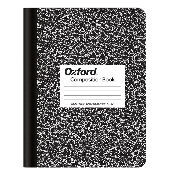 Marble Composition Book, 9 3/4 X 7 1/2 Inches, Wide Rule, Paperback, 100 Sheets, White (63795)