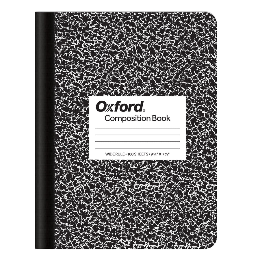 Marble Composition Book, 9 3/4 X 7 1/2 Inches, Wide Rule, Paperback, 100 Sheets, White (63795)