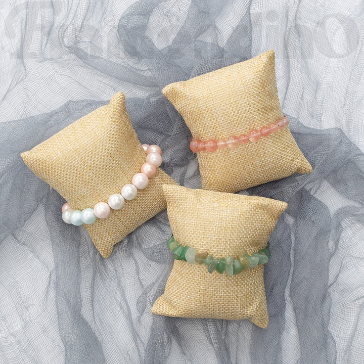 , 12 Pack Linen Bracelet Watch Pillow Jewelry Pillows Small Linen Pillow Bracelet Bangle Cushions for Jewelry Displays Show
