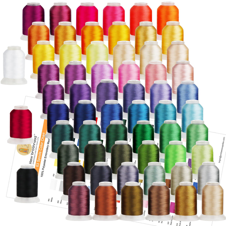 s 63 Colors 100% Polyester Machine Embroidery Thread 550yd with Thread Nets - Compatible for Home-Based Embroidery Sewing Machine