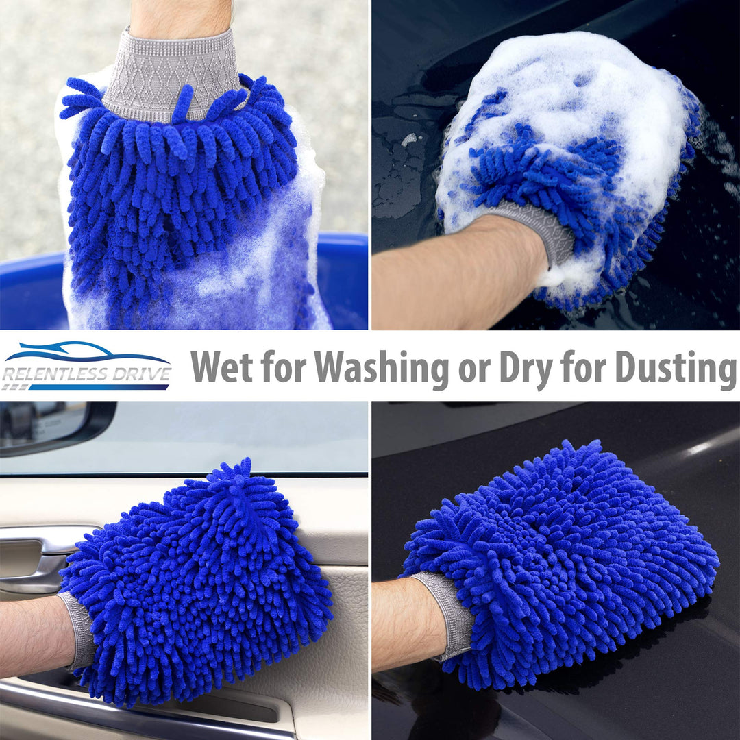Relentless Drive Premium Car Wash Mitt (2-Pack, XL) - C