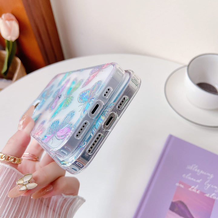 Compatible with iPhone 13 Pro Max Case Clear Silicone Glitter Bling Butterfly Slim Hard PC Protective Phone Case for Women Girls for iPhone 13 Pro Max