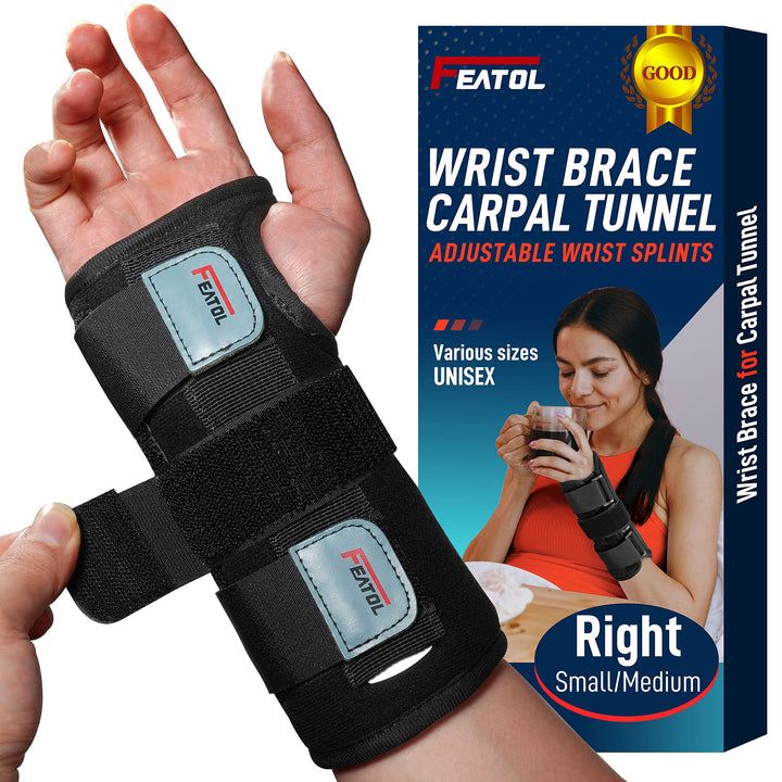 FEATOL Wrist Brace for Carpal Tunnel, Adjustable Night 