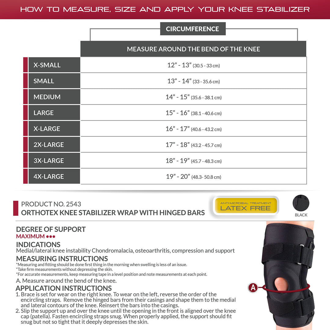 OTC, Knee Stabilizer, Hinged Bars, Orthotex, 4X-Large