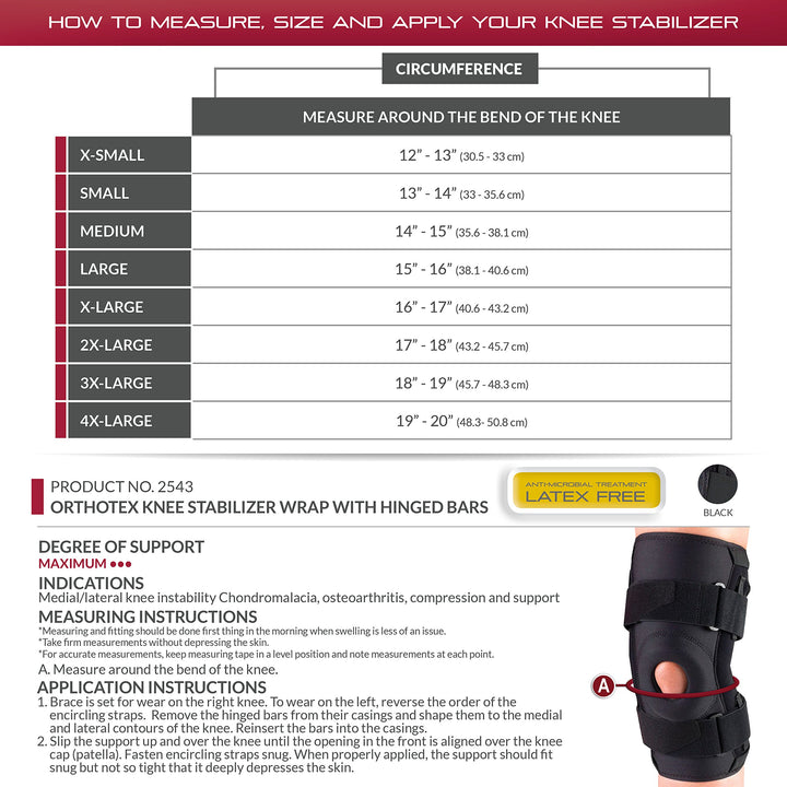OTC, Knee Stabilizer, Hinged Bars, Orthotex, 4X-Large
