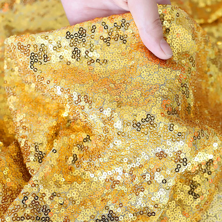 Mr.Bee Sparkly Gold Sequin Table Runners 12x72inch Shimmer Table Linen for Wedding Party Anniversary Birthday Cake Table Cloth Linen Decor