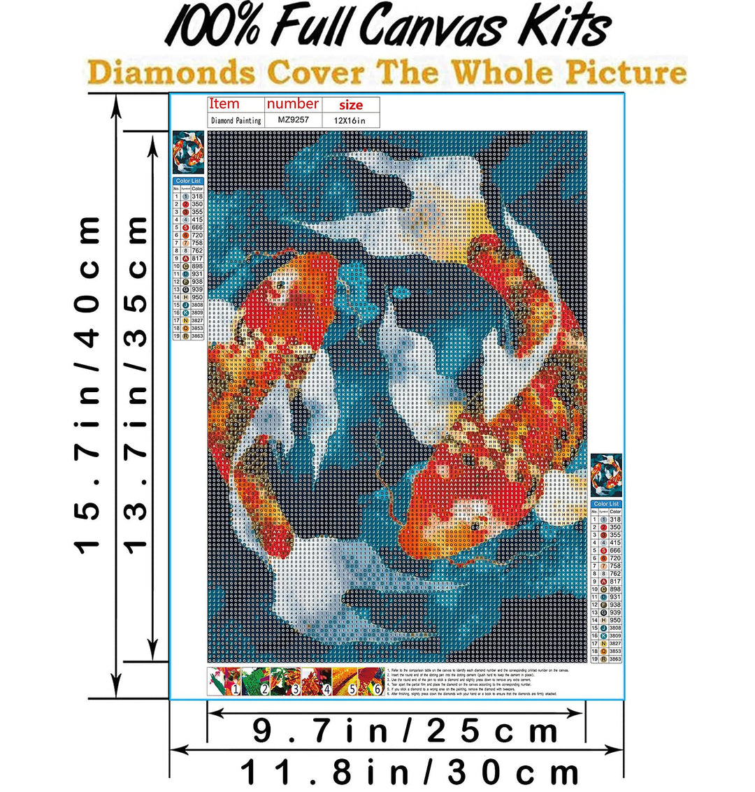 5D Diamond Painting Halloween Kit,Diamond Art Kits for Adults,Diamond Dots,Paint with Diamonds Round for Gift,Wall Decor(12x16) (Koi)