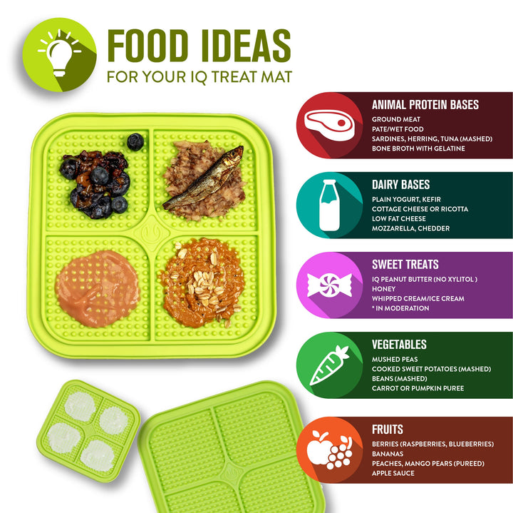 IQ Treat Lick mat for Dogs, Slow Feeder &amp; Cat Lick mats | Great Alternative to Slow Feeder Dog Bowls &amp; Feeders | Perfect Licking mat, Cat Puzzle &amp; Dog Enrichment Toys