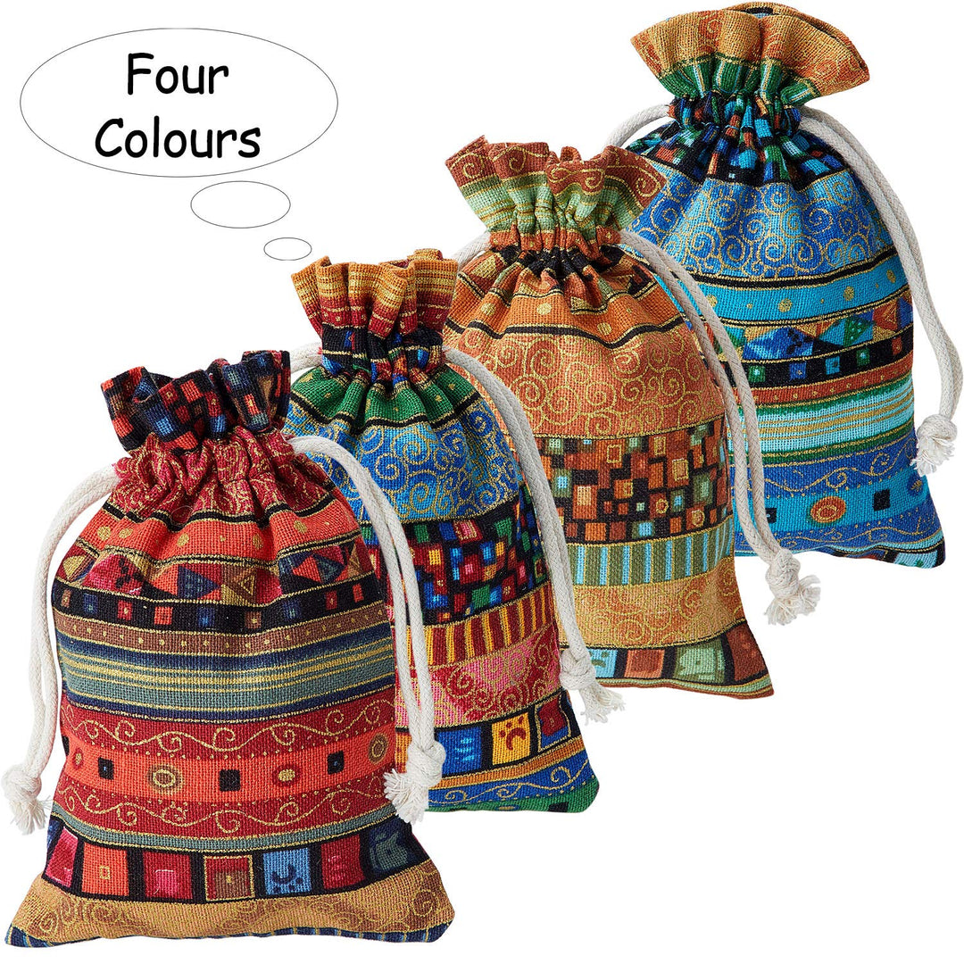 28 Pack Egyptian Style Jewelry Coin Pouches Aztec Print Drawstring Gift Bag New Year's Day Gift Bag for Candy Wedding Party Valentine Favors