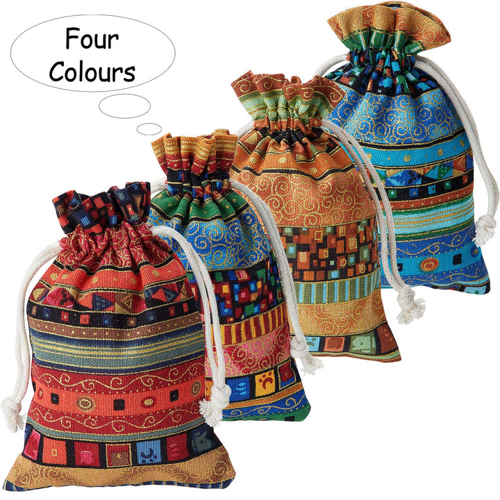 28 Pack Egyptian Style Jewelry Coin Pouches Aztec Print Drawstring Gift Bag New Year's Day Gift Bag for Candy Wedding Party Valentine Favors