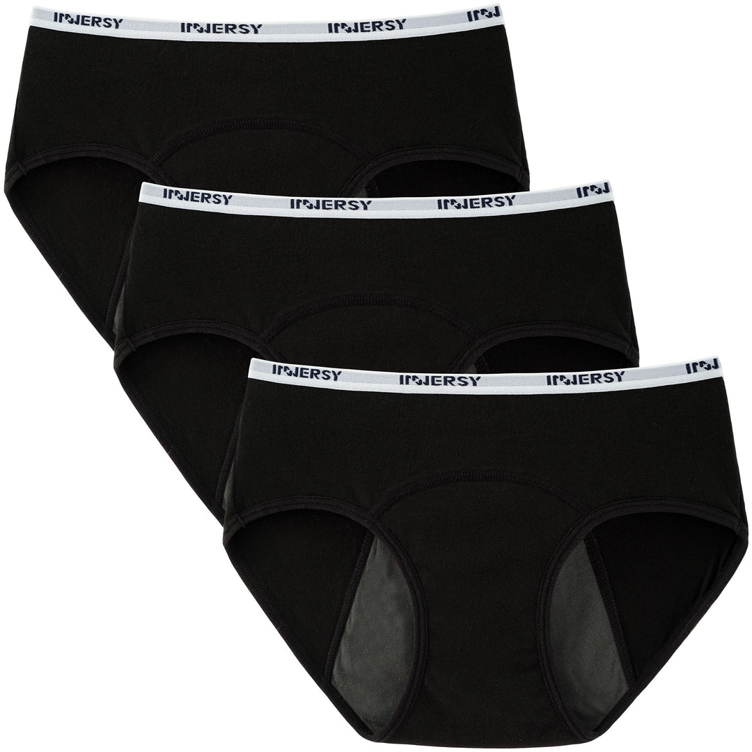 Big Girls&#39; Period Panties Menstrual Underwear for First Period Starter 3-Pack(Black,M(10-12 yrs))