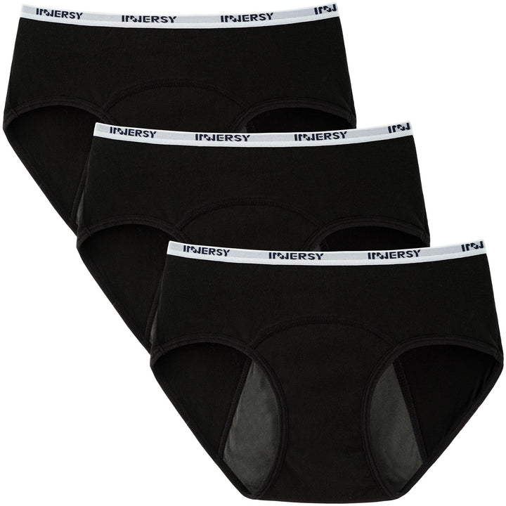 Big Girls&#39; Period Panties Menstrual Underwear for First Period Starter 3-Pack(Black,M(10-12 yrs))