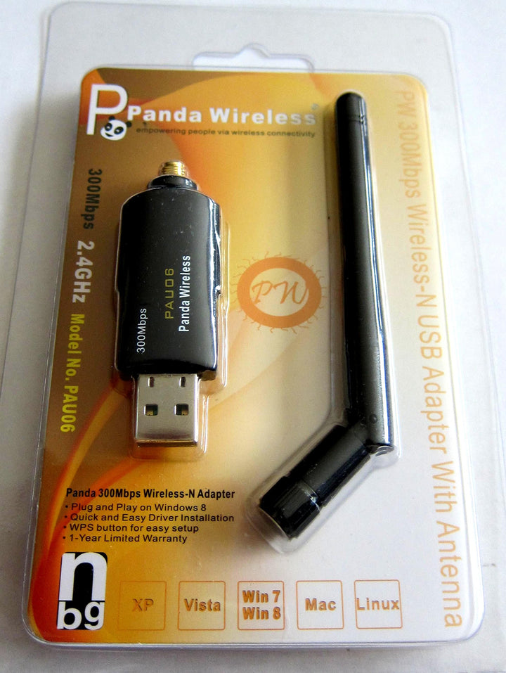 Panda Wireless PAU06 300Mbps Wireless N USB Adapter - w