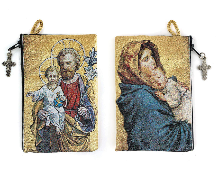 Catholic Rosary Pouch, Saint Joseph and Baby Jesus &