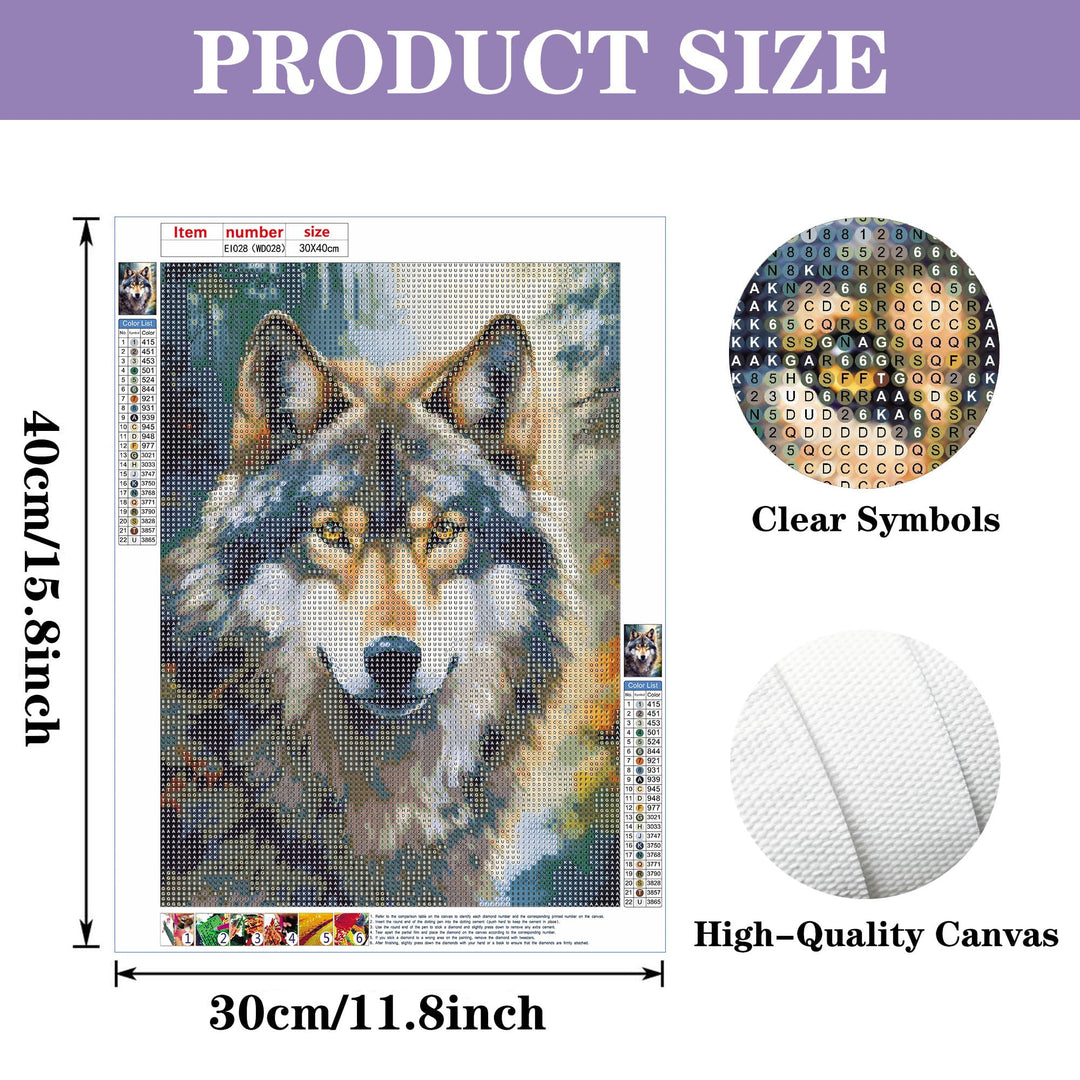 DIY Diamond Art Painting Kits for Adults Wolf, 5D Animal Diamonds Painting Full Round Drill(12x16in)