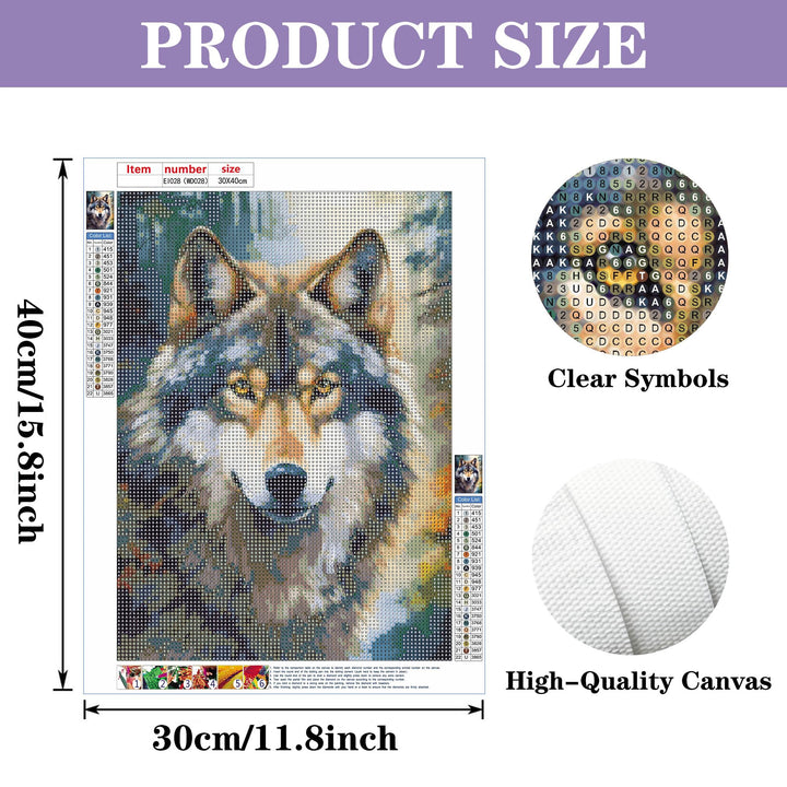 DIY Diamond Art Painting Kits for Adults Wolf, 5D Animal Diamonds Painting Full Round Drill(12x16in)