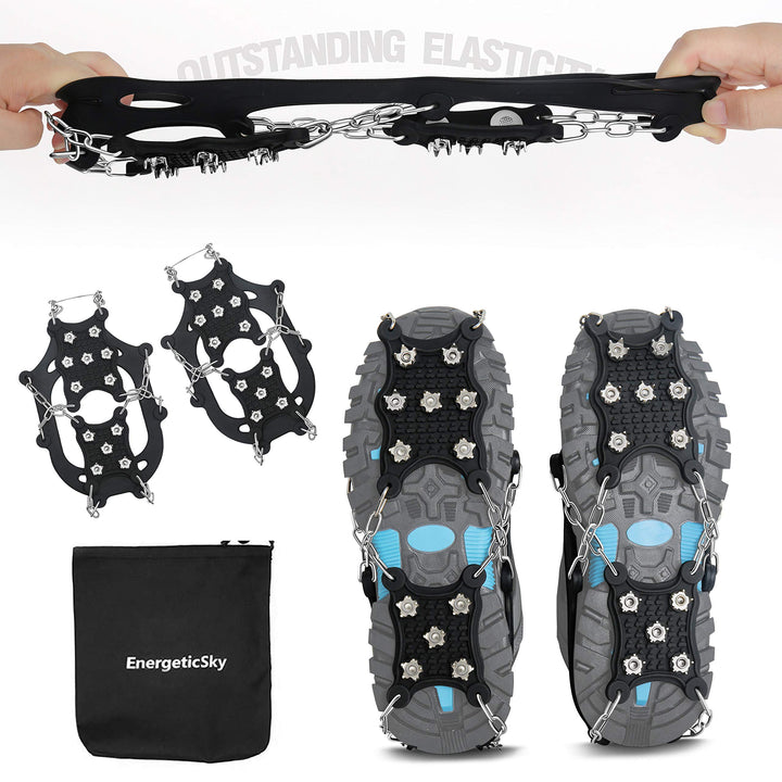 Ice Cleats Spikes Crampons and Tread for Snow &amp; Ice,The Only Innovative Design on Amazon,Attaches Over Shoes/Boots for Everyday Safety in Winter,Outdoor,Slippery Terrain.