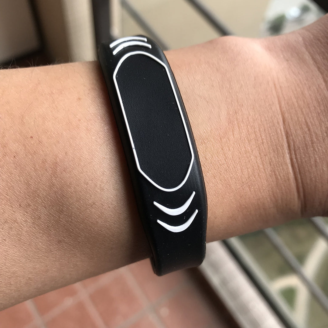 125KHZ RFID Wristbands EM4100 Silicone Bracelet Black Adjustable (Black-2pcs)