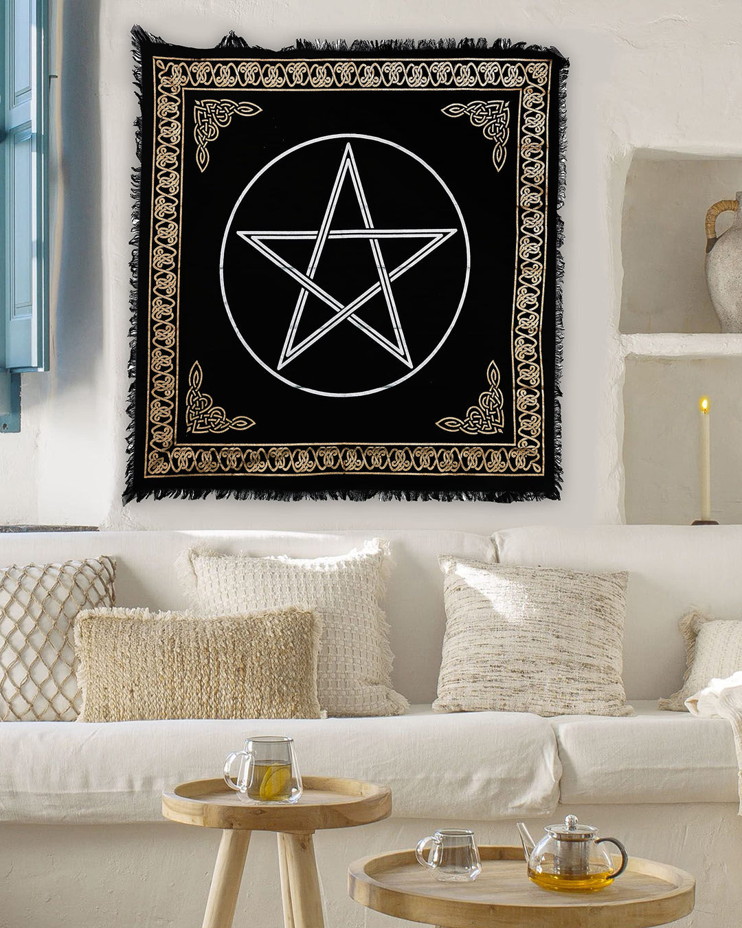 Altar Cloth Pentagram Witchcraft Alter Tarot Spread Wiccan Square Spiritual 36 by 36 Sacred