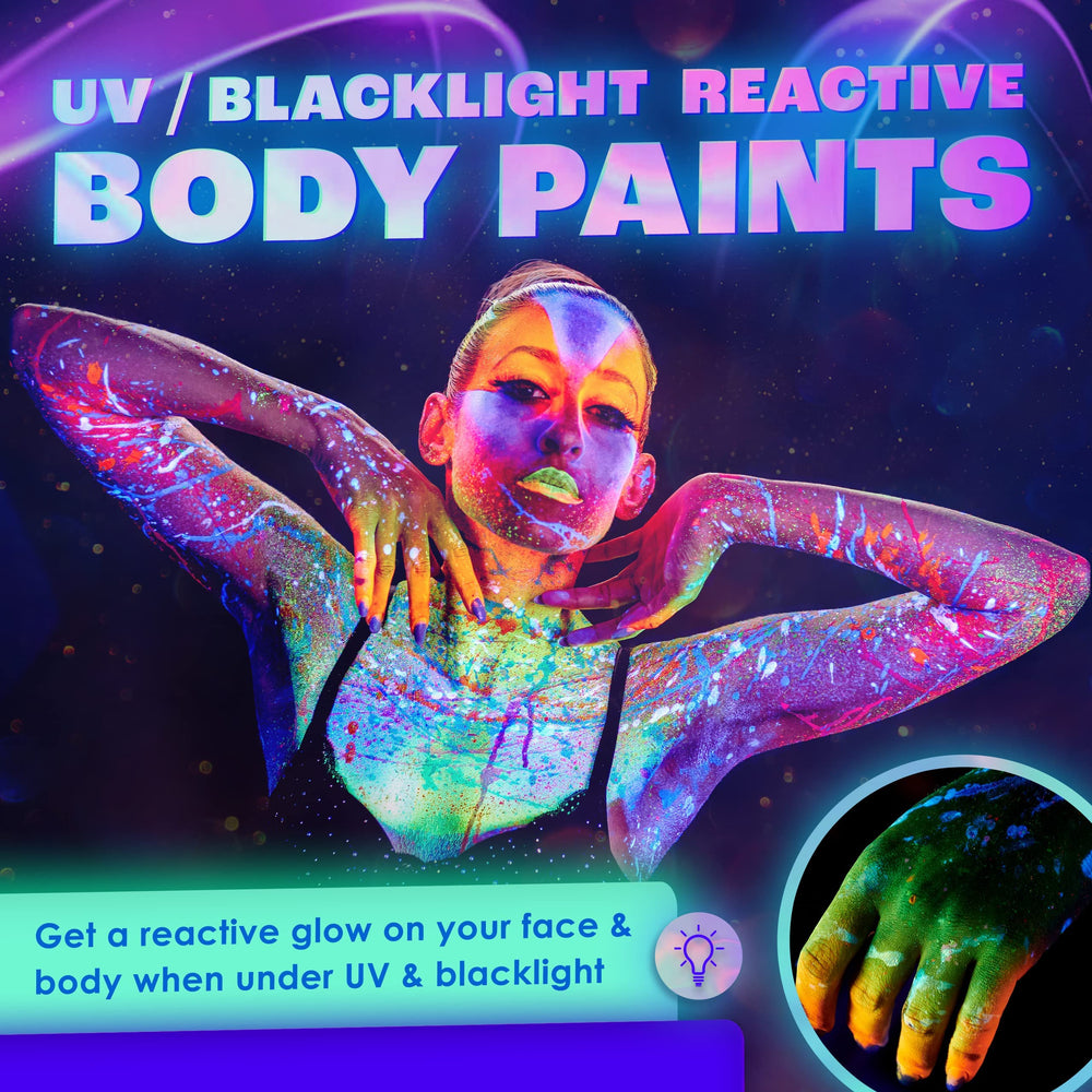 8 x UV Body Paint Black Light Make-Up Bodypainting Neon Blacklight Bodypaint Face Paints