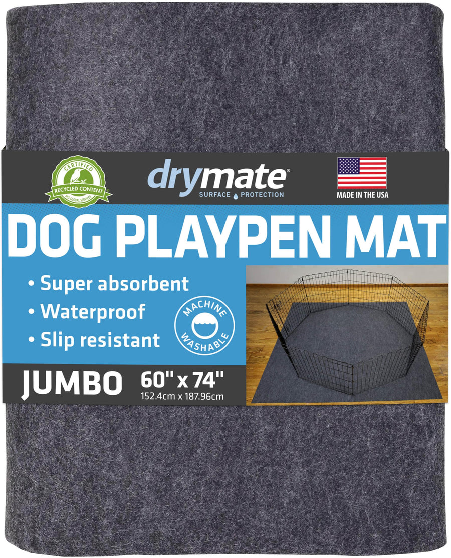 Dog Playpen Mat, Absorbent, Waterproof, Non-Slip, Machine Washable, Jumbo XXL Size (60x74), Reusable Puppy Pad for Training, Whelping, Housebreaking, Incontinence, and Crate/Kennel (USA Made)