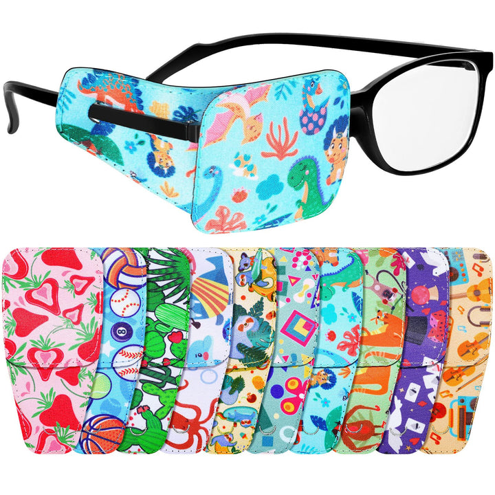 10 Pack Eye Patches for Kids Glasses to Cover Either Eye Fabric Patch with Cute Patterns, 10 Assorted Styles, 4.5 x 2.2 Inch(Fresh Style)