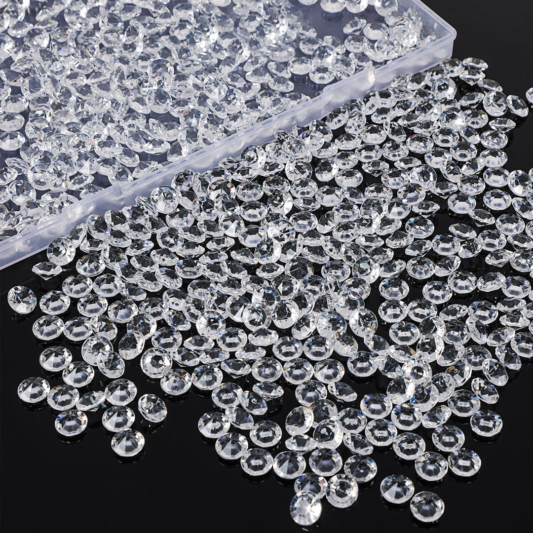 1000pcs 0.4inch Clear Fake Diamonds Crystals Acrylic Gems Vase Fillers for Centerpieces Wedding Table Decorations Scattering Gemstones Party Bridal Shower