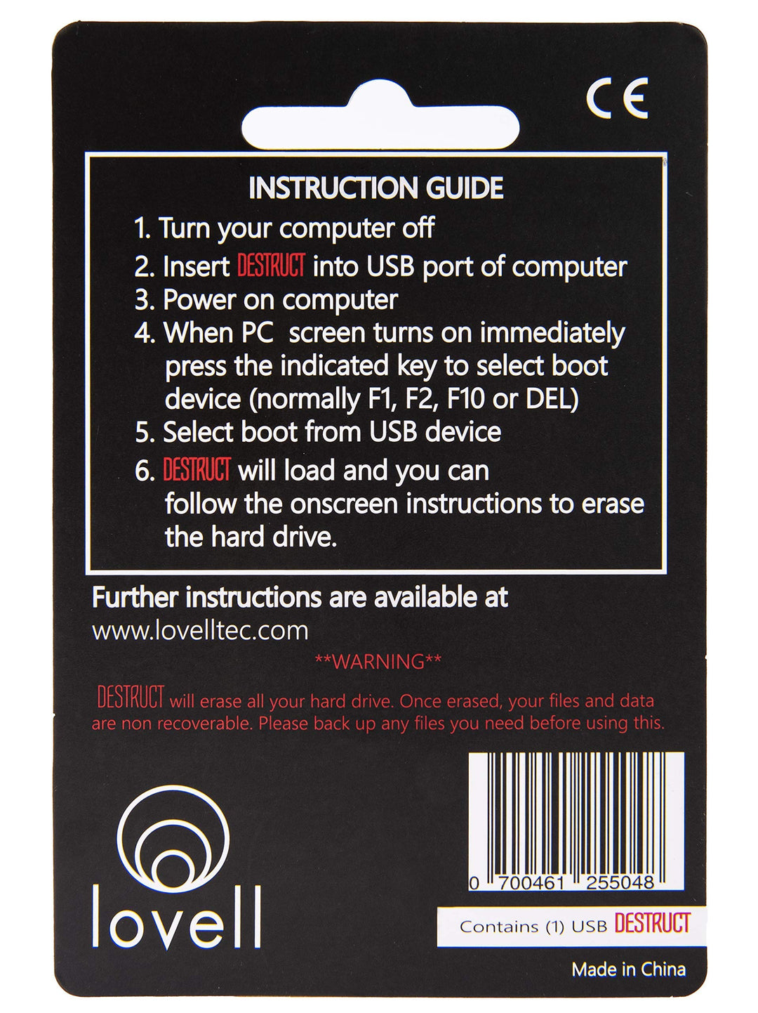 USB Gadget - Military Grade Hard Drive Wiper - Permanently Erase All Data on PC and Laptops Before Selling