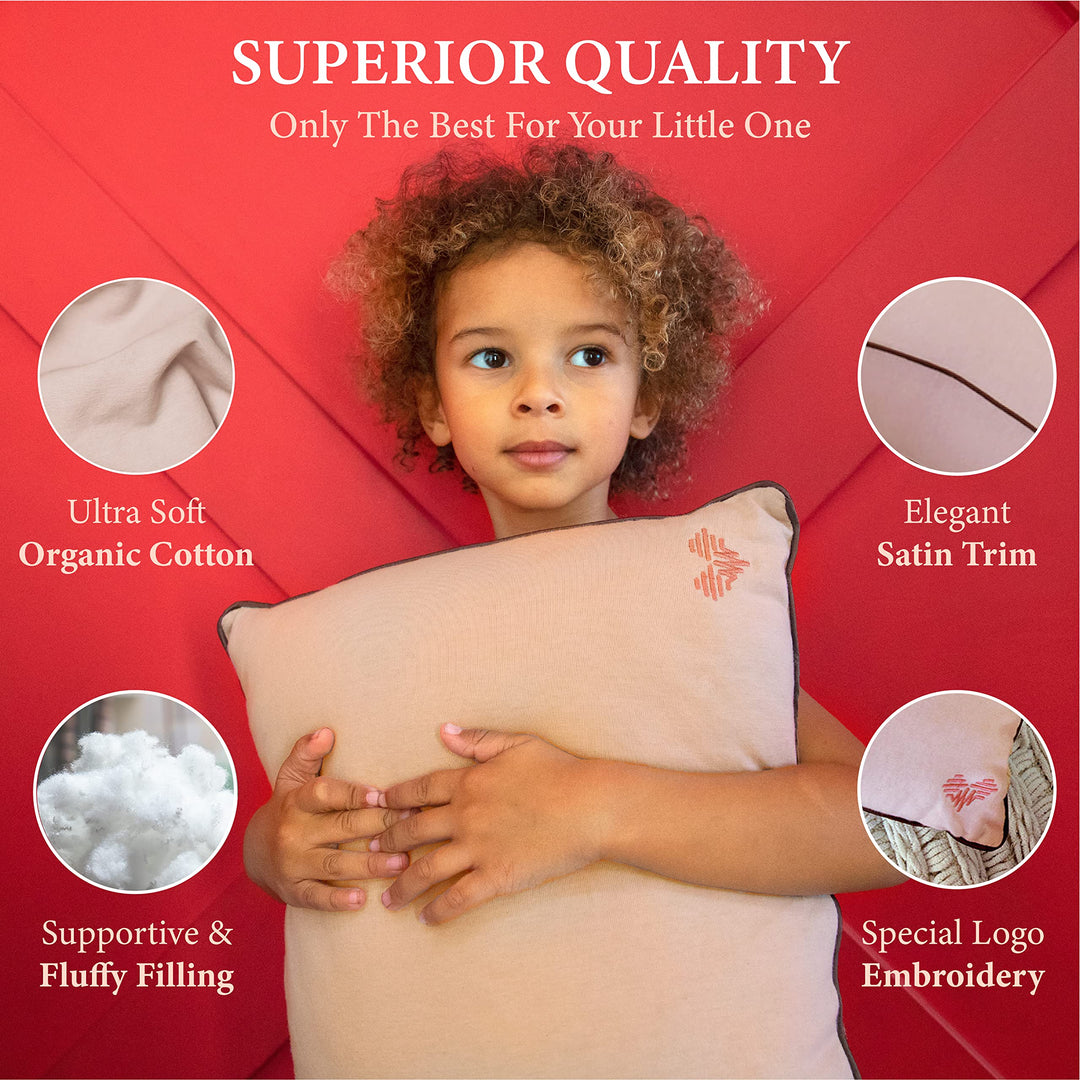 Little Garoo Toddler Pillow with Pillowcase – 14x19 Pillow – Dino Cotton Toddler Pillows for Sleeping, Kids Pillow, Travel Pillows for Sleeping, Mini Pillow, Toddler Bed Pillows