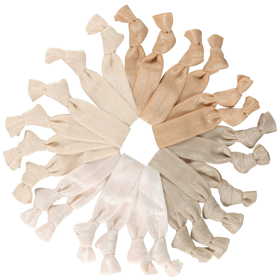24 Hair Ties : Blonde Hair Ties Mega Set 24 Light Color Knotted Ponytail Holders