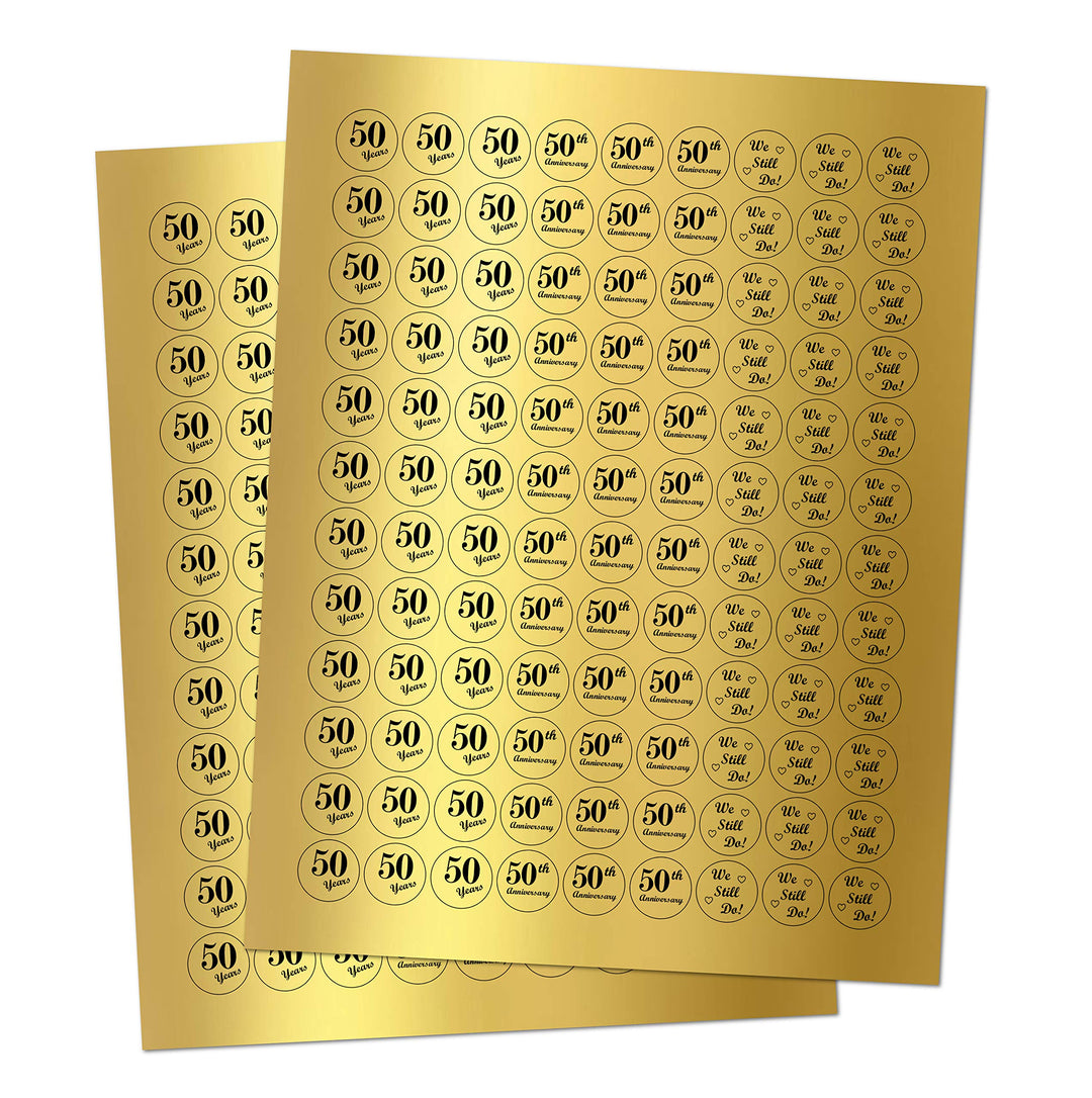 Gold Foil 50th Anniversary Kisses Stickers, (Set of 216) Chocolate Drops Labels Stickers for 50th Wedding Anniversary, Hershey&#39;s Kisses Party Favors Decor