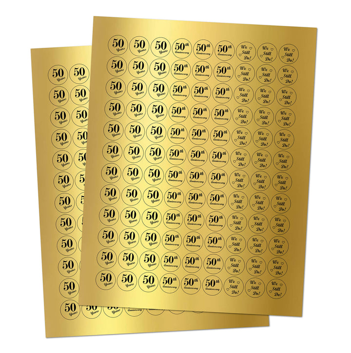 Gold Foil 50th Anniversary Kisses Stickers, (Set of 216) Chocolate Drops Labels Stickers for 50th Wedding Anniversary, Hershey&#39;s Kisses Party Favors Decor