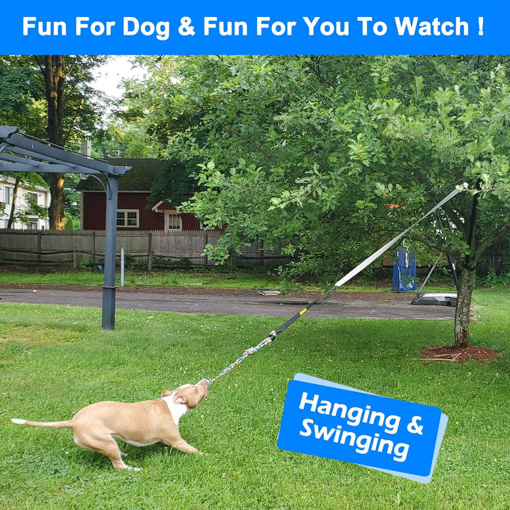 Outdoor Bungee Tug Toy, Dog Toy Hanging from Tree for Small to Large Dogs, Interactive Exercise Play Cord &amp; Tether with Chew Rope Toy (Black)