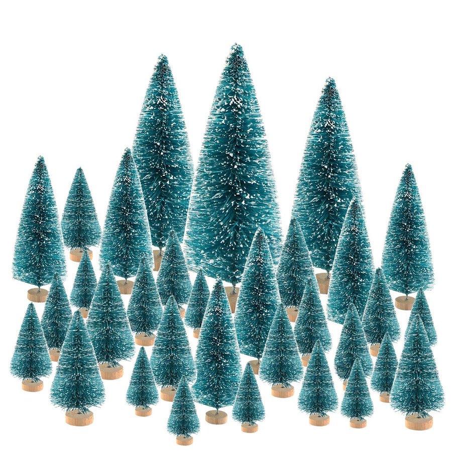 66Pcs Mini Christmas Trees Bottle Brush Trees Sisal Snow Pine Trees Architecture Trees Winter Snow Ornaments for Christmas Decorations Diorama Models, Small Size Trees
